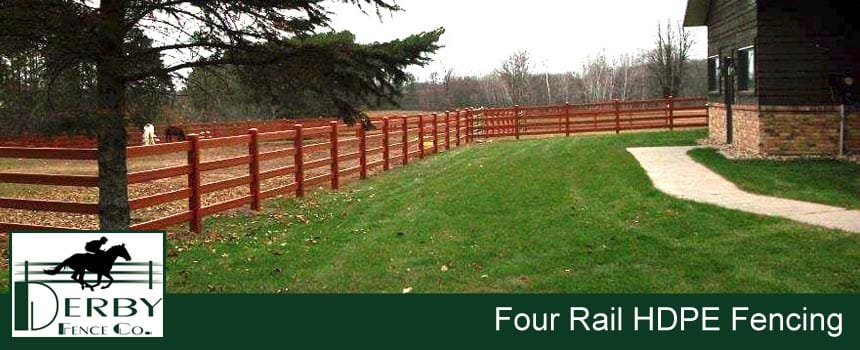 4 rail farm fence hdpe, pvc, vinyl, wood